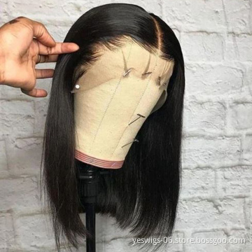 Raw Brazilian Natural Virgin Human Hair Straight Lace Front Wig Cheap Wholesale Short Bob Wig Human Hair For Black Women